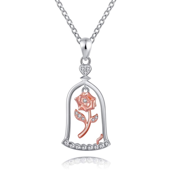 Beauty and the Beast Enchanted Rose Necklace - Picture 1 of 13